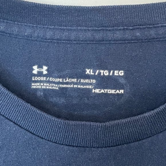 Under Armour Mens Size XL Loose Heatgear Short Sleeve Shirt Blue Graphic Print - Picture 6 of 11